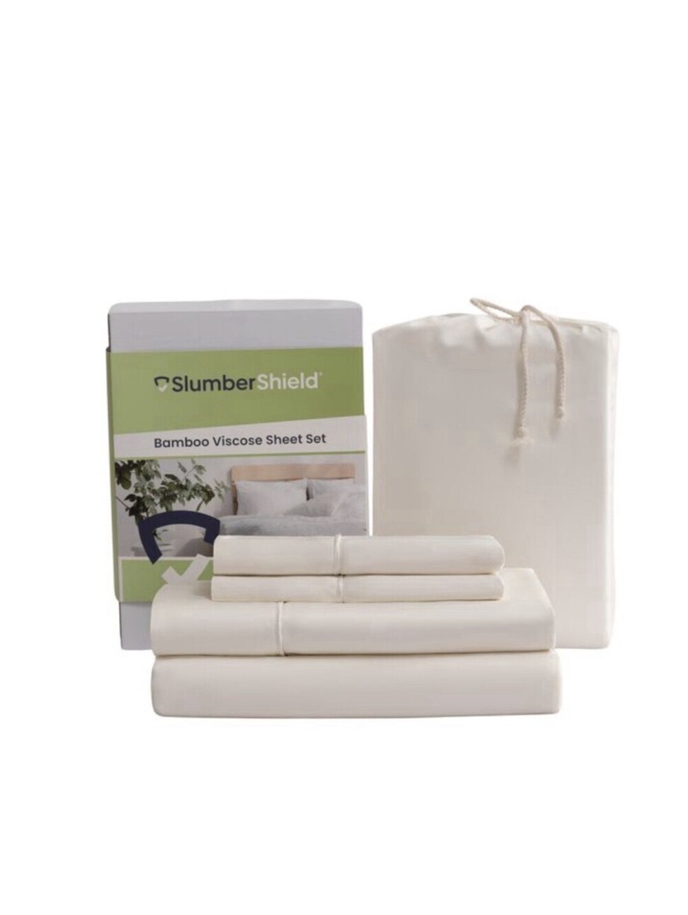 Slumbershield Sheet Set Queen Ivory Bamboo Viscose Cooling